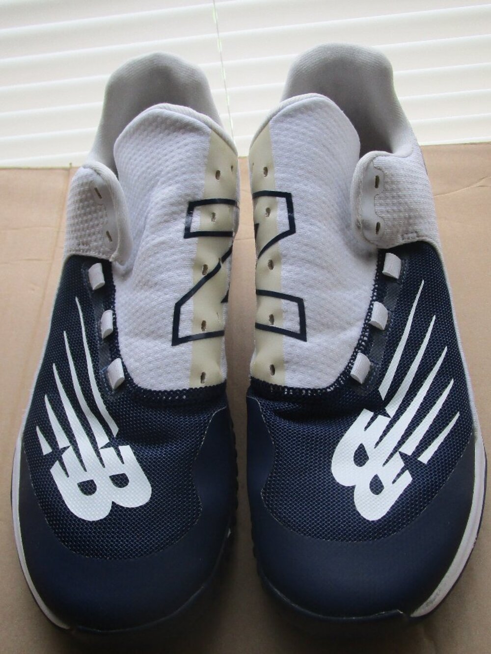 Men’s New Balance Turf Cleats Navy Blue and White Size US 13 Baseball Softball-p